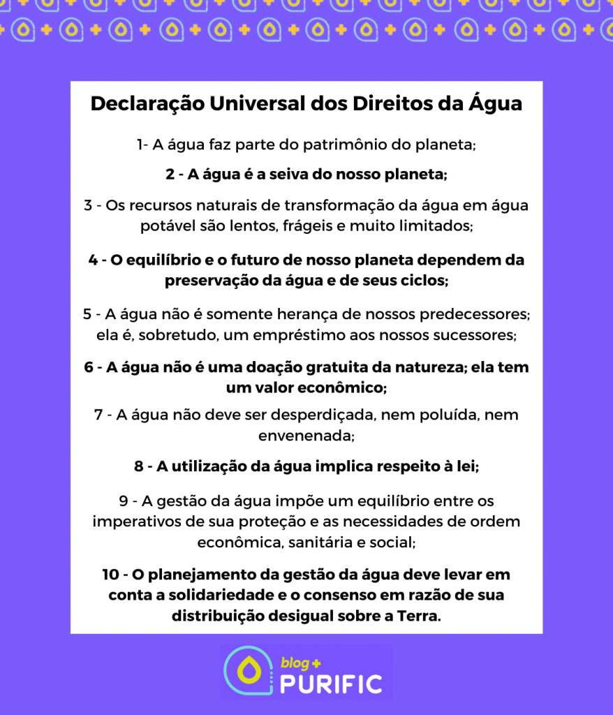 purific mês da água Declaração Universal dos Direitos da Água